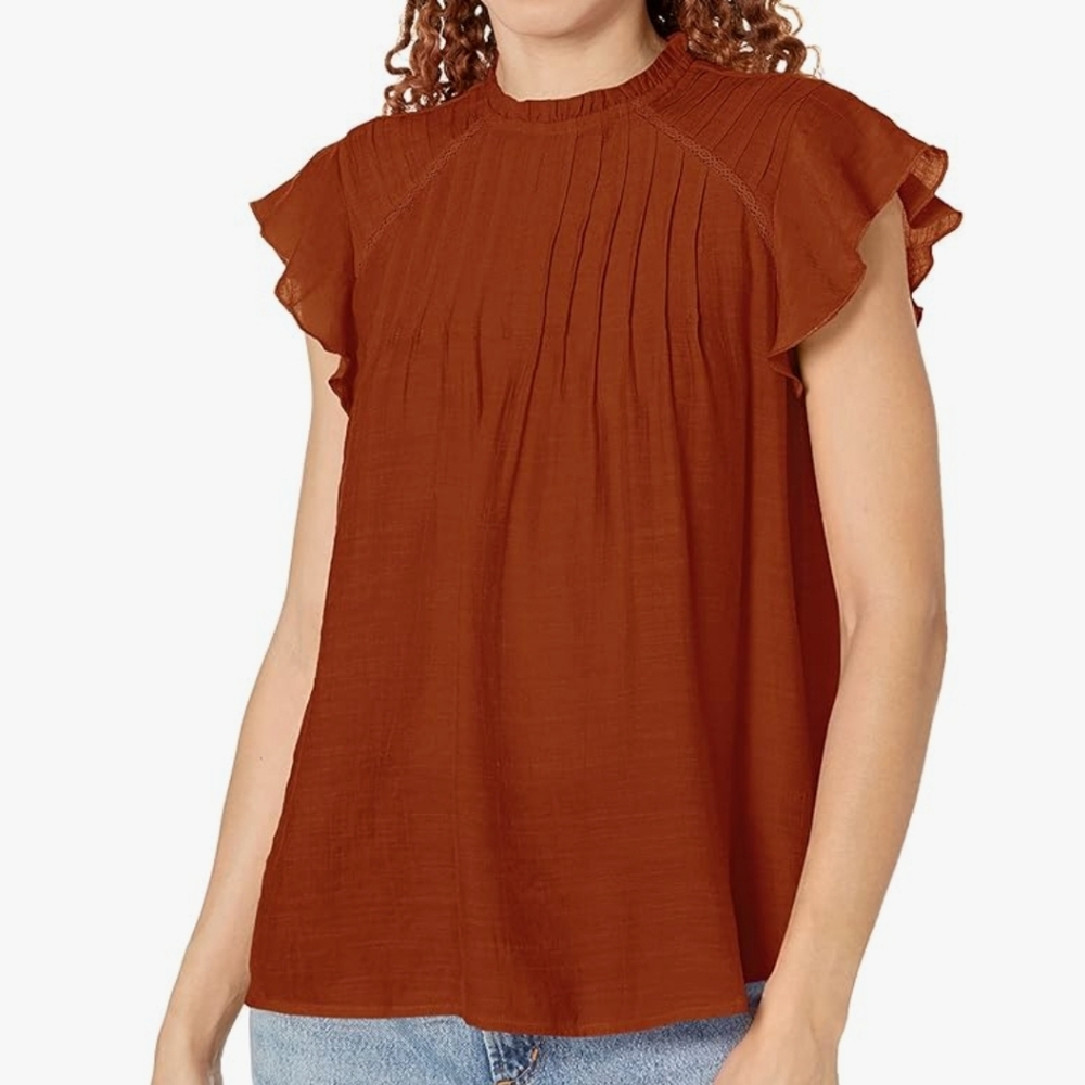Nanette Lepore Short Sleeve High Ruffle Neck